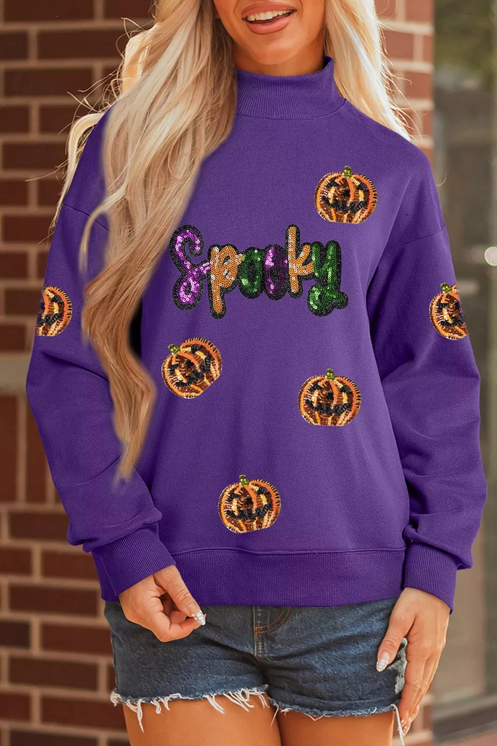 Sequin pumpkin Halloween sweatshirt – view 6