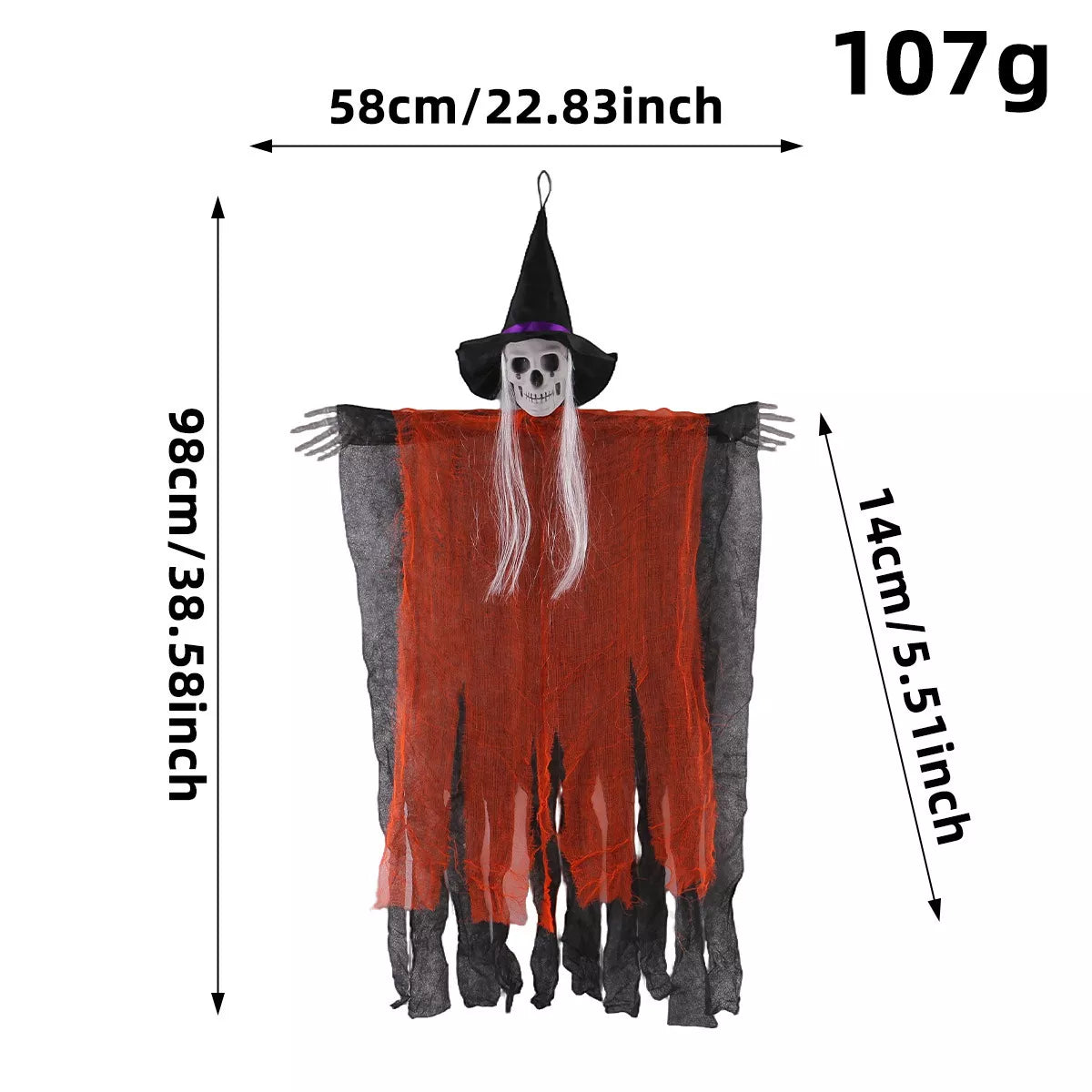 Halloween hanging skeleton ghost ornament – view 8