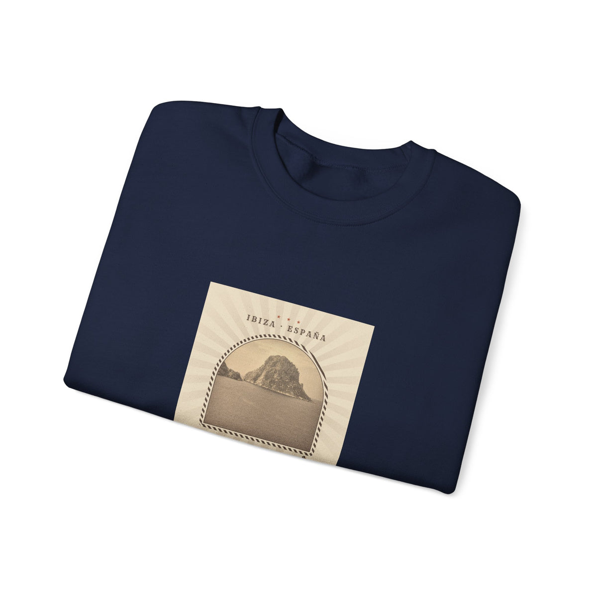 Es Vedrà Vintage Crewneck Sweatshirt — Ibiza Island Retro Travel Graphic