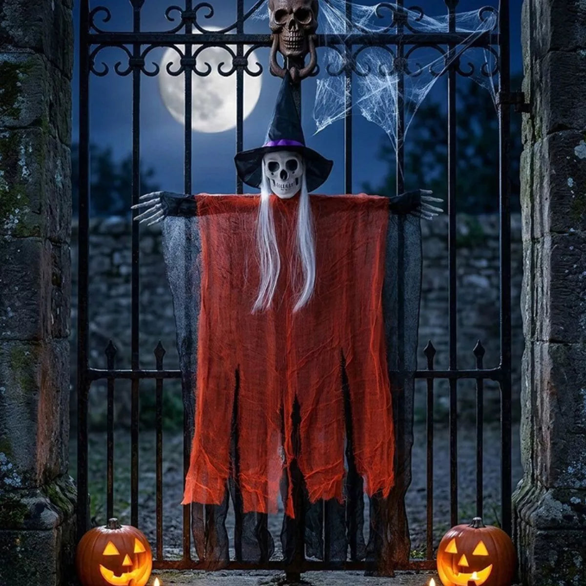 Halloween hanging skeleton ghost ornament – view 5