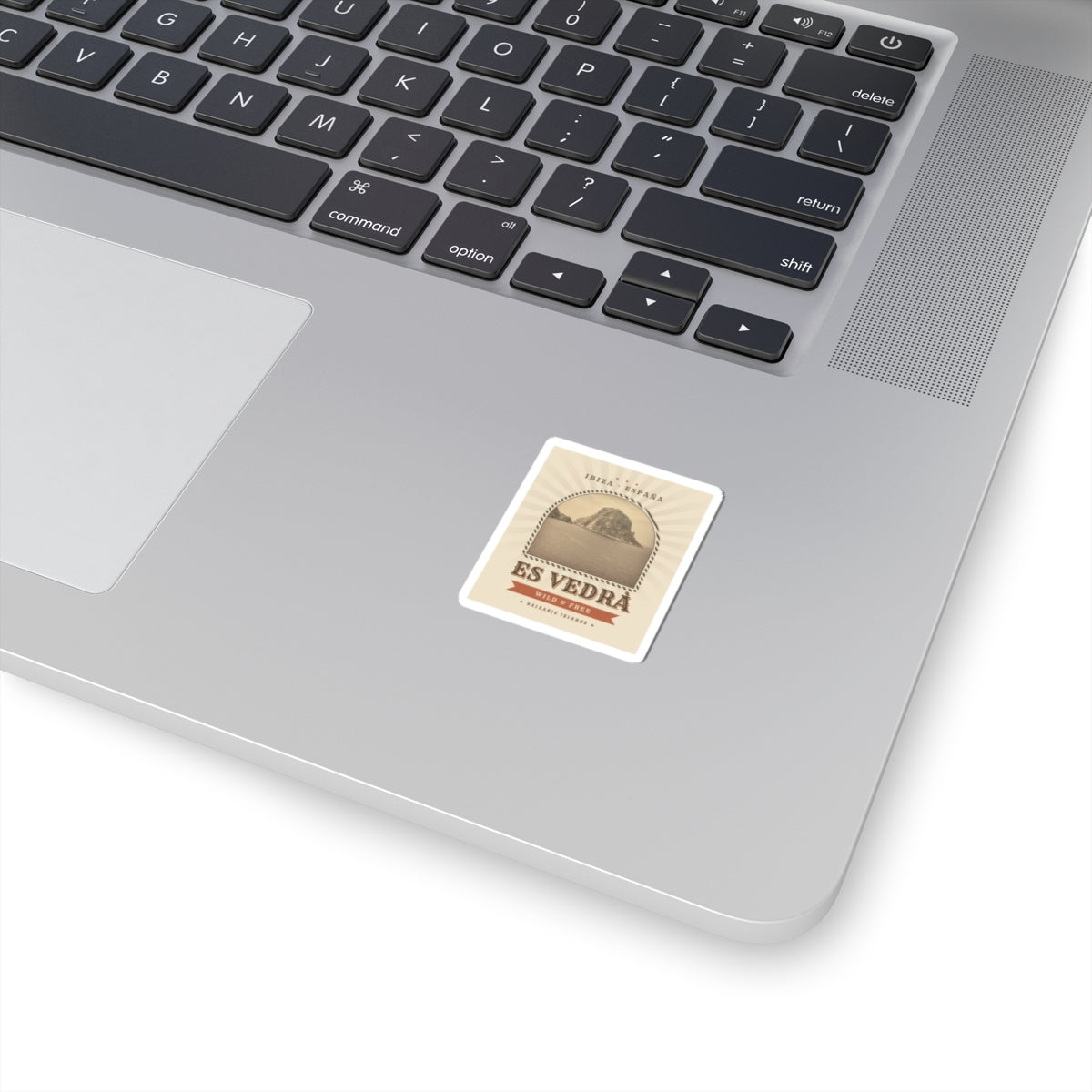 Es Vedrà Vintage Travel Sticker — Ibiza España Kiss-Cut Decal