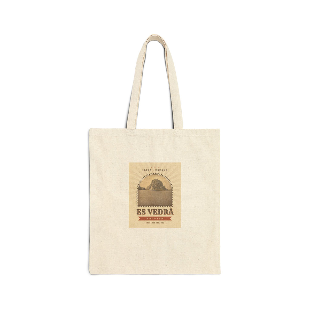 Es Vedrà Vintage Travel Tote Bag – Ibiza Island Canvas Shopping Bag