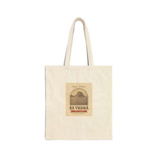 Es Vedrà Vintage Travel Tote Bag – Ibiza Island Canvas Shopping Bag