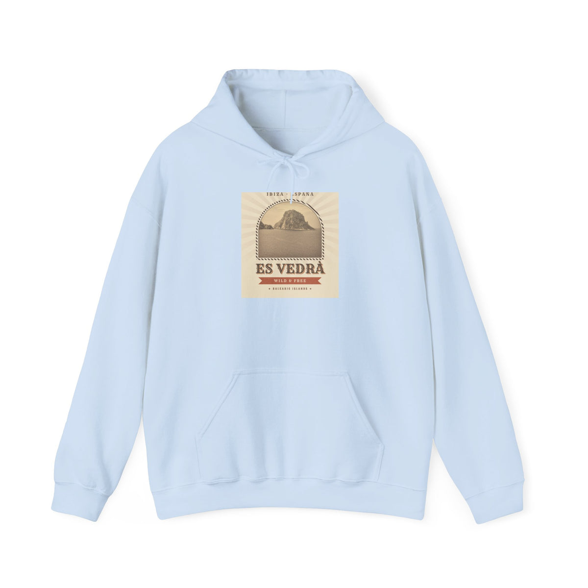 Es Vedrà Vintage Travel Hoodie — Ibiza Island Retro Poster Sweatshirt