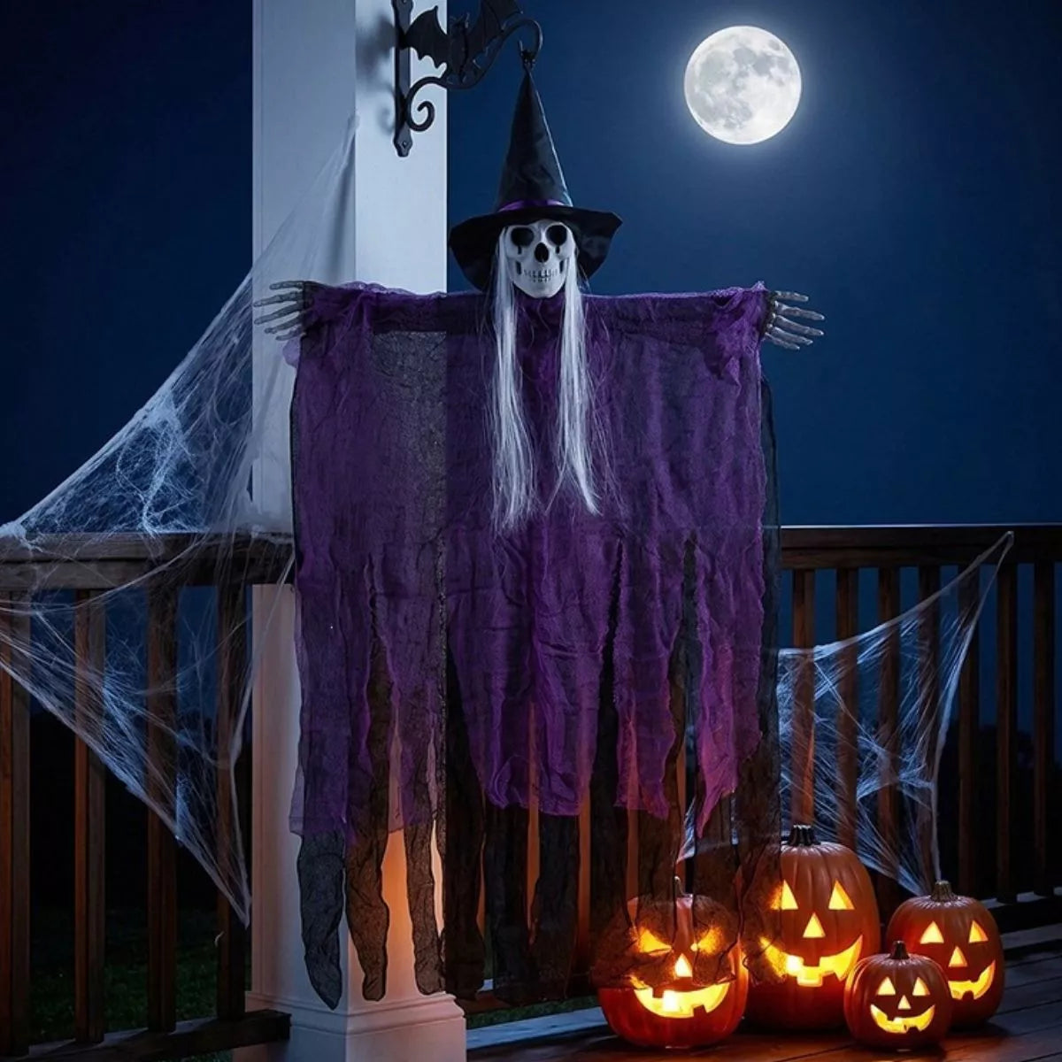 Halloween hanging skeleton ghost ornament – view 6