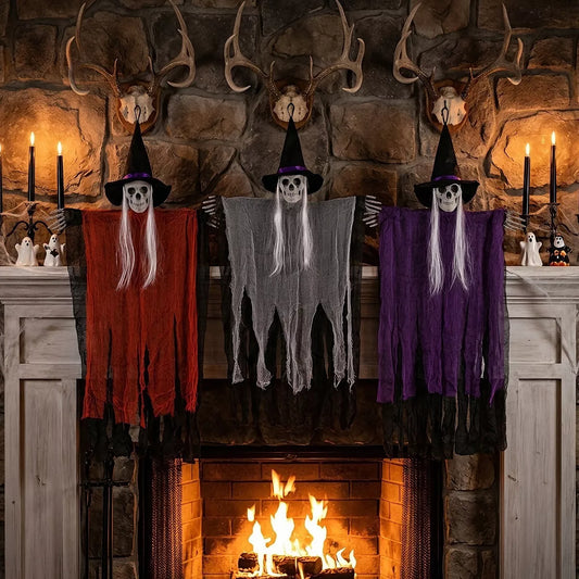 Halloween hanging skeleton ghost ornament – view 1
