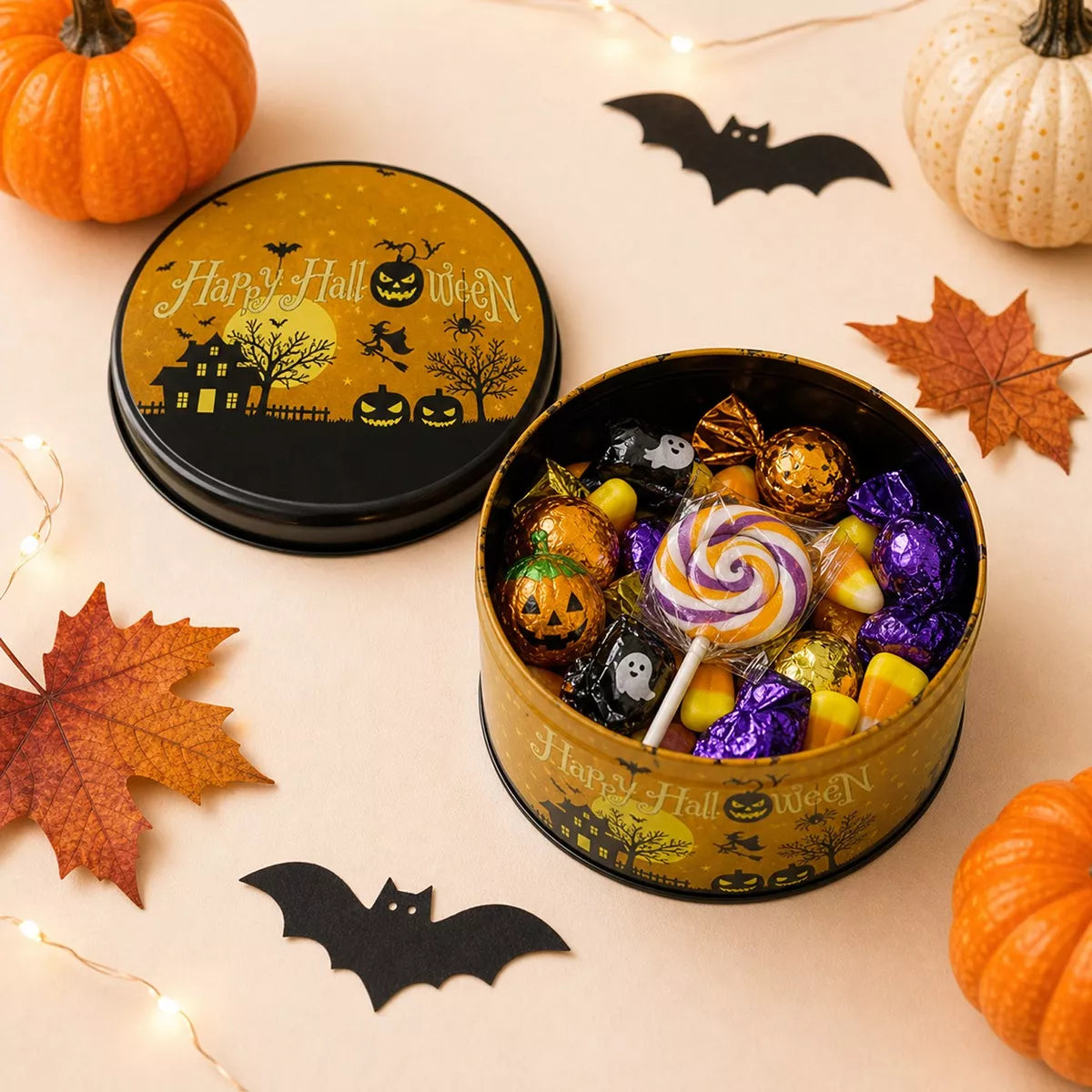 Halloween decorative metal candy tin – view 1