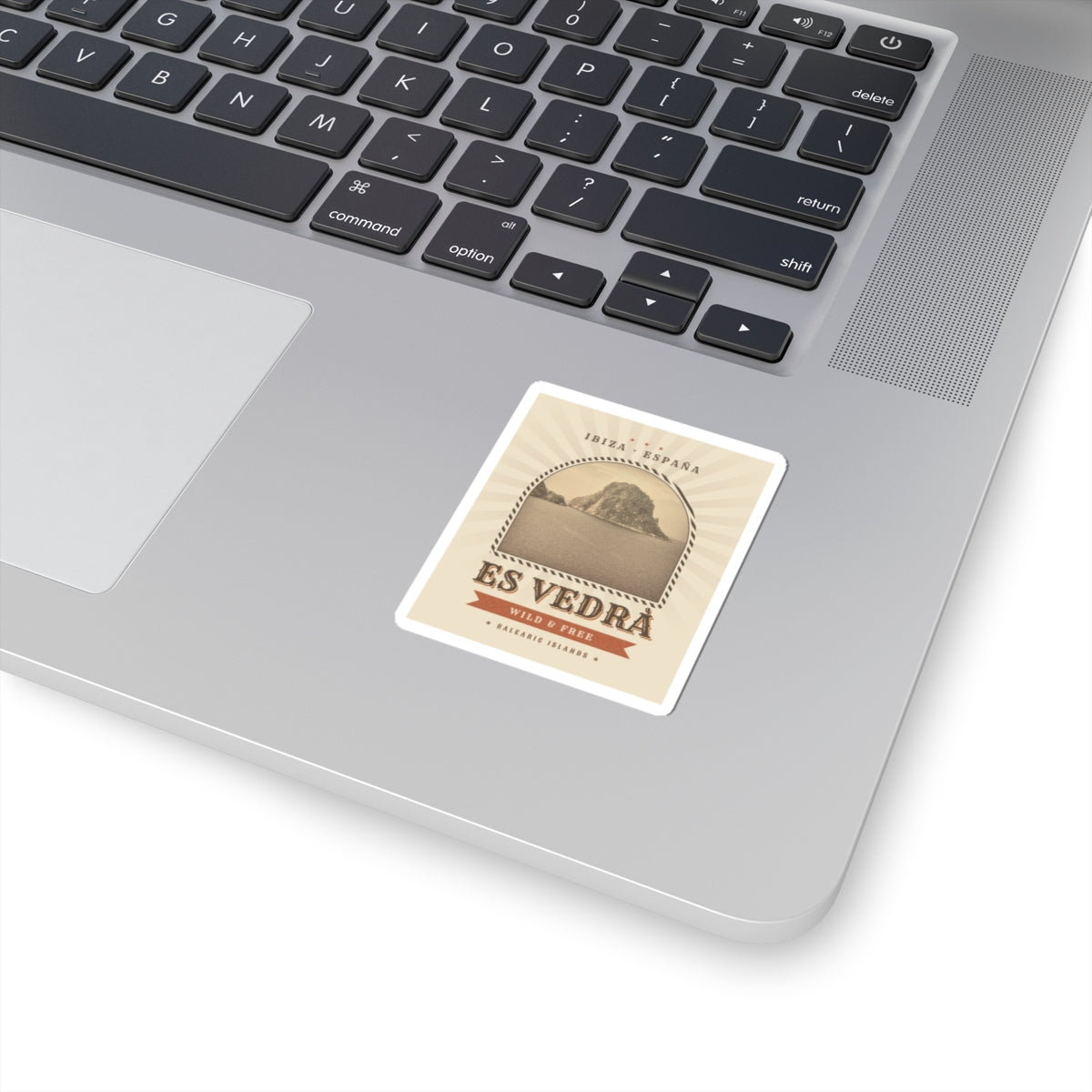 Es Vedrà Vintage Travel Sticker — Ibiza España Kiss-Cut Decal