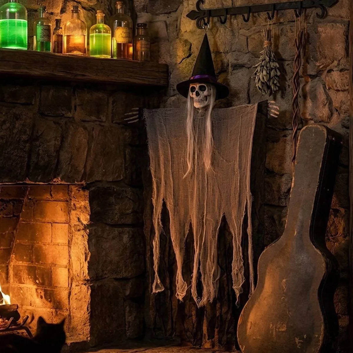 Halloween hanging skeleton ghost ornament – view 4