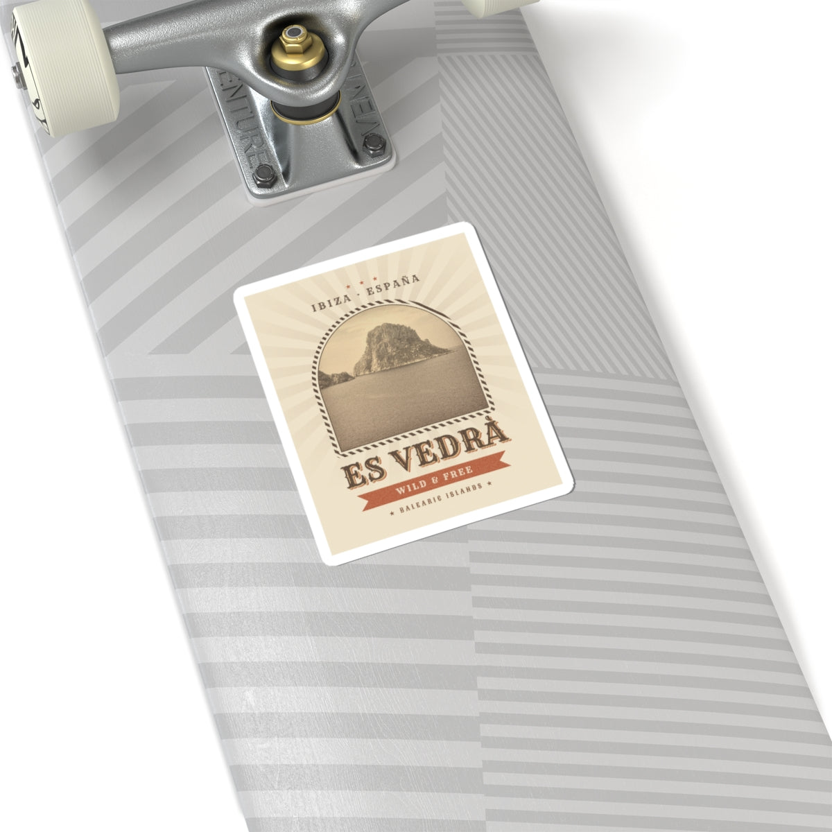 Es Vedrà Vintage Travel Sticker — Ibiza España Kiss-Cut Decal