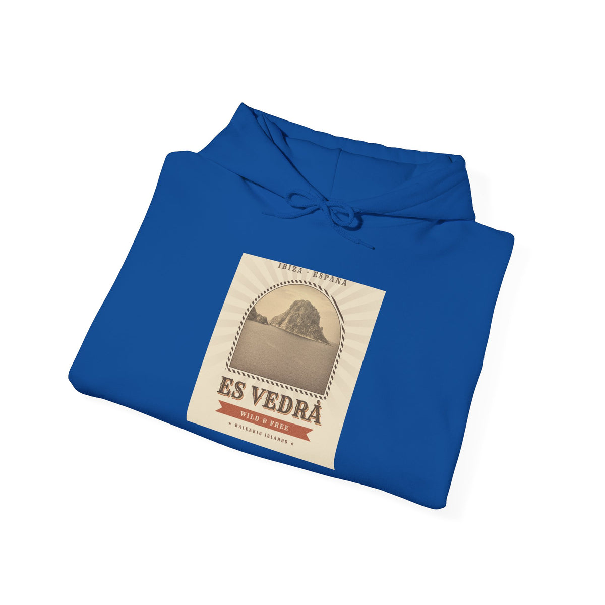 Es Vedrà Vintage Travel Hoodie — Ibiza Island Retro Poster Sweatshirt
