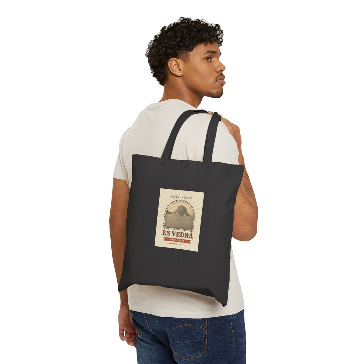 Es Vedrà Vintage Travel Tote Bag – Ibiza Island Canvas Shopping Bag