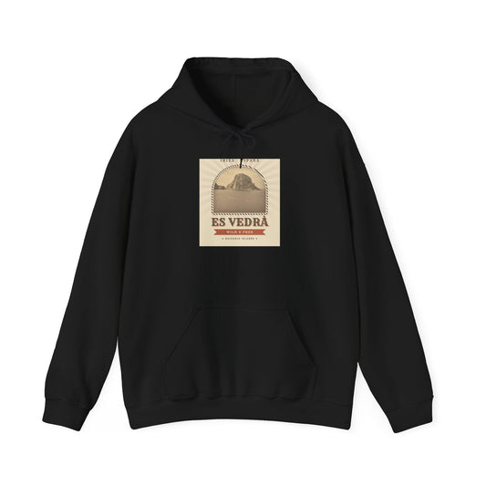 Es Vedrà Vintage Travel Hoodie — Ibiza Island Retro Poster Sweatshirt
