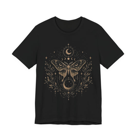 Mystical Moth and Moon Celestial Graphic T-Shirt