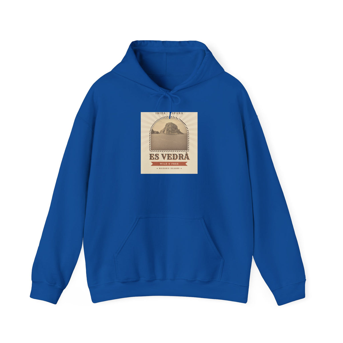 Es Vedrà Vintage Travel Hoodie — Ibiza Island Retro Poster Sweatshirt
