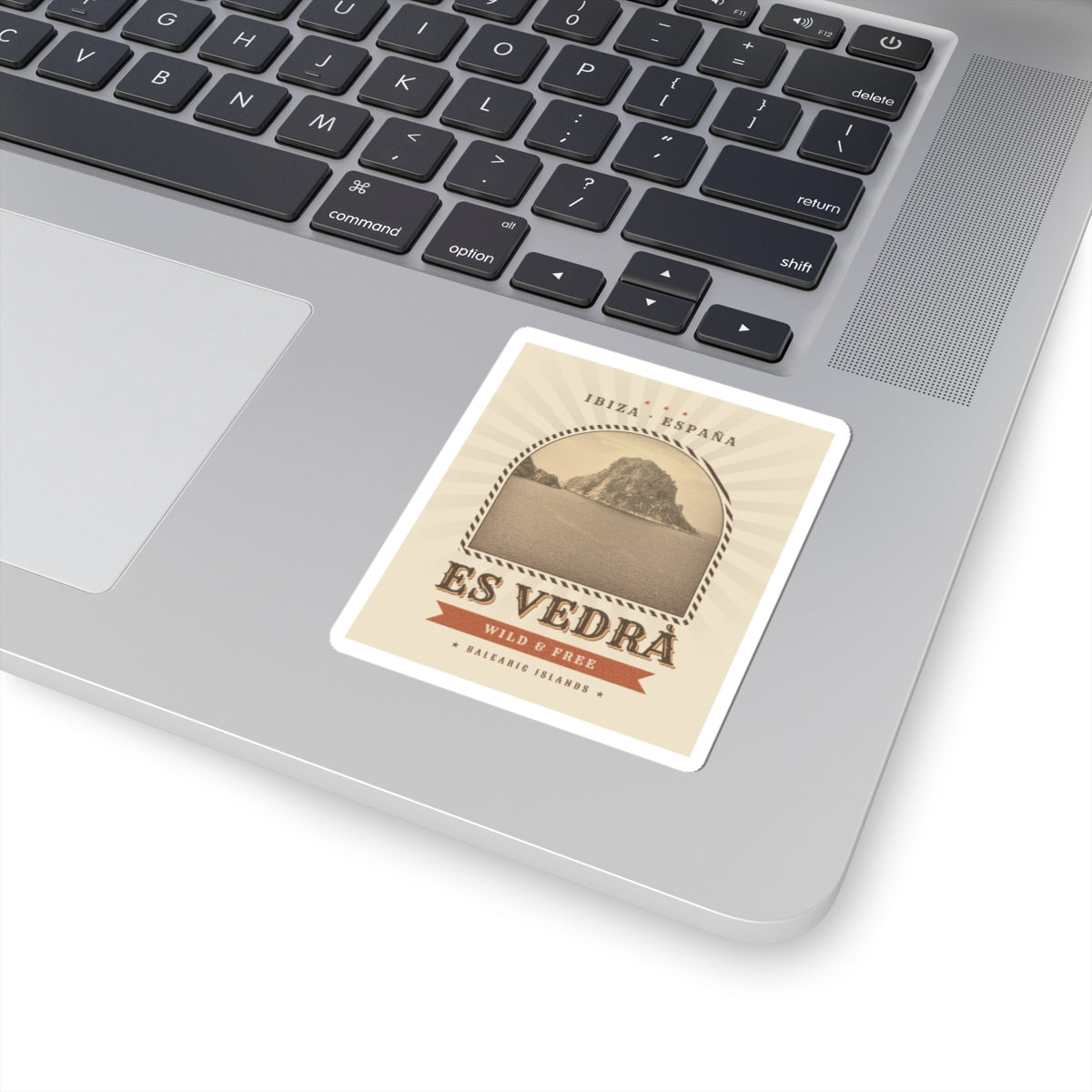 Es Vedrà Vintage Travel Sticker — Ibiza España Kiss-Cut Decal