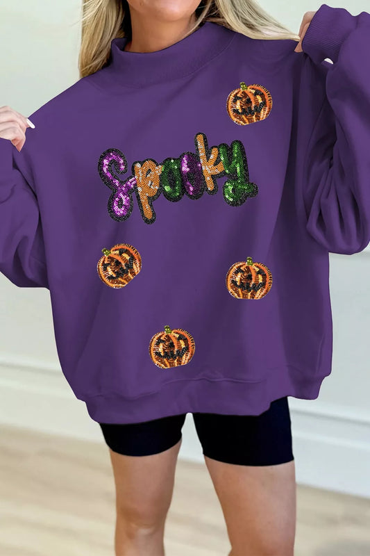 Sequin pumpkin Halloween sweatshirt – view 1