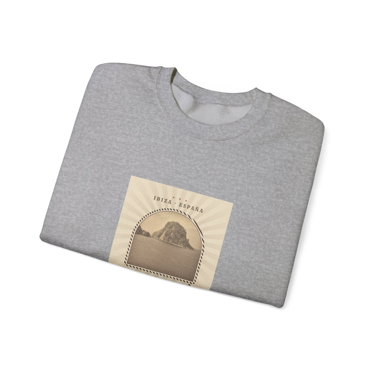 Es Vedrà Vintage Crewneck Sweatshirt — Ibiza Island Retro Travel Graphic