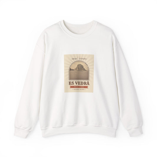 Es Vedrà Vintage Crewneck Sweatshirt — Ibiza Island Retro Travel Graphic