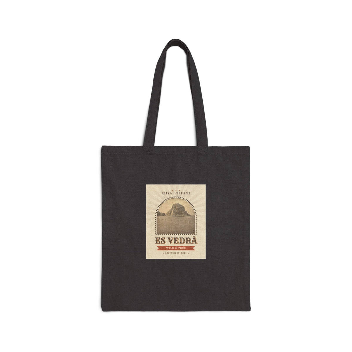 Es Vedrà Vintage Travel Tote Bag – Ibiza Island Canvas Shopping Bag