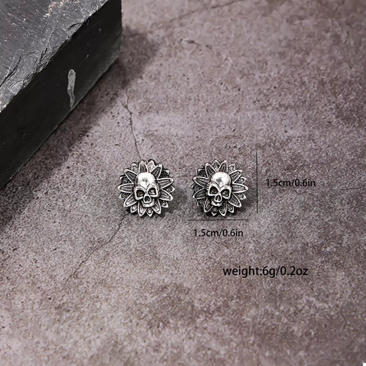 Halloween skull sunflower stud earrings – view 6
