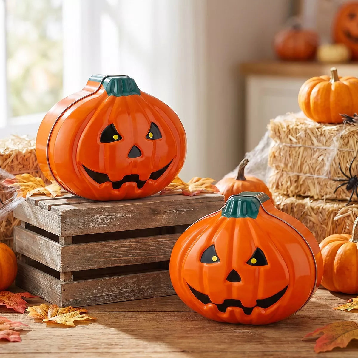 Pumpkin-shaped Halloween storage box – view 1