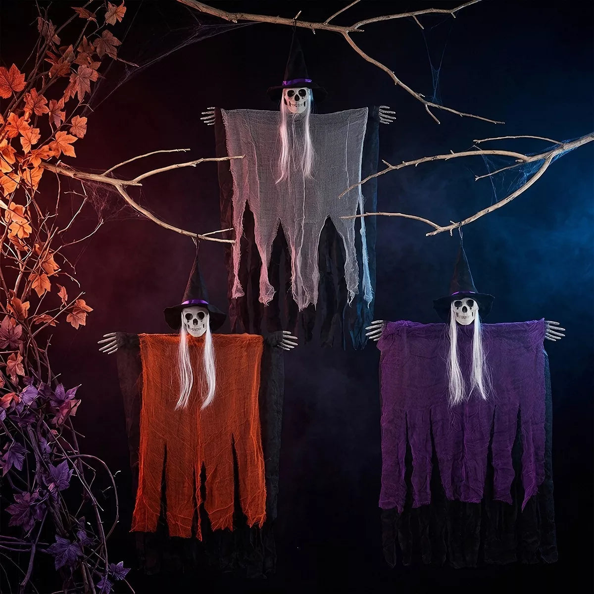 Halloween hanging skeleton ghost ornament – view 2