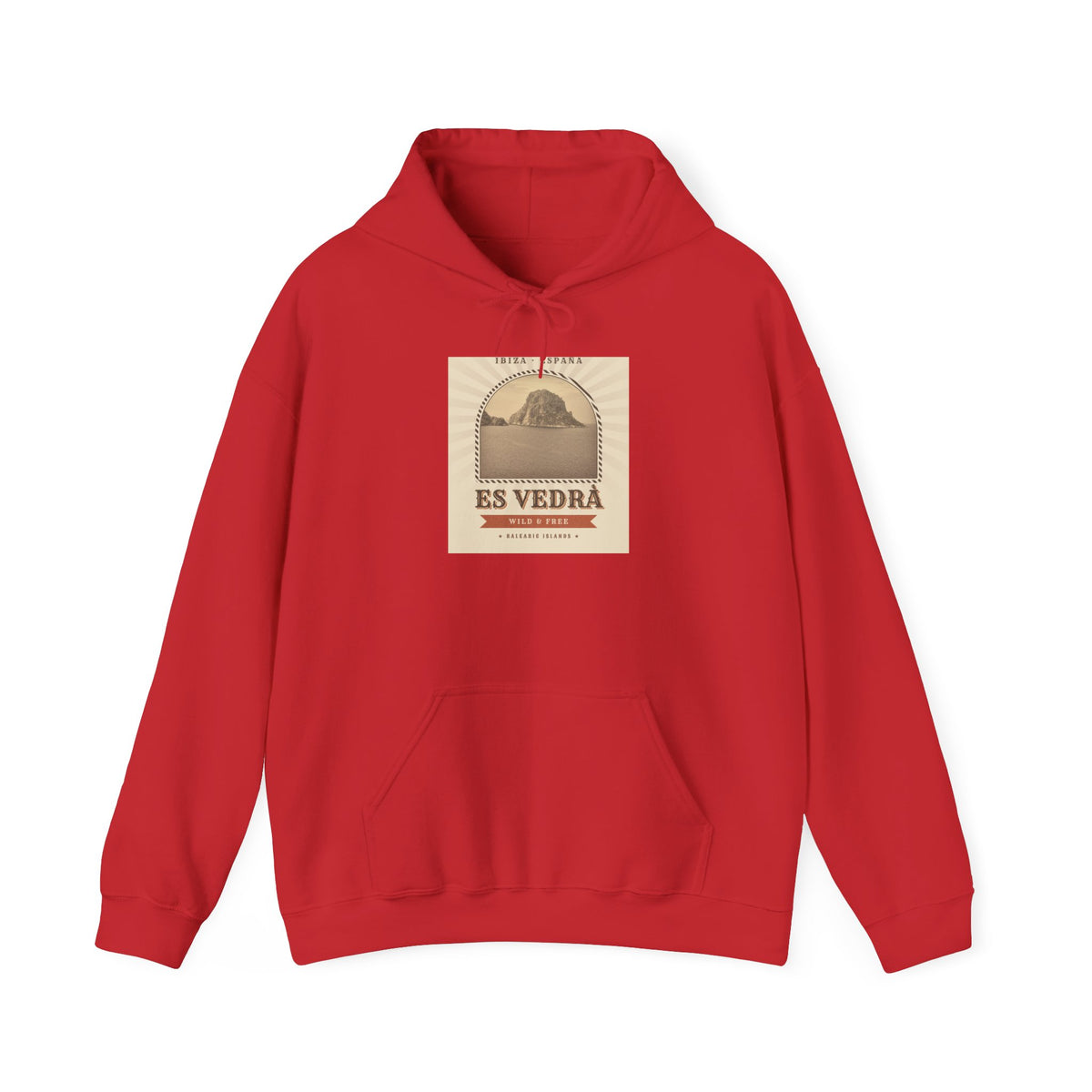 Es Vedrà Vintage Travel Hoodie — Ibiza Island Retro Poster Sweatshirt