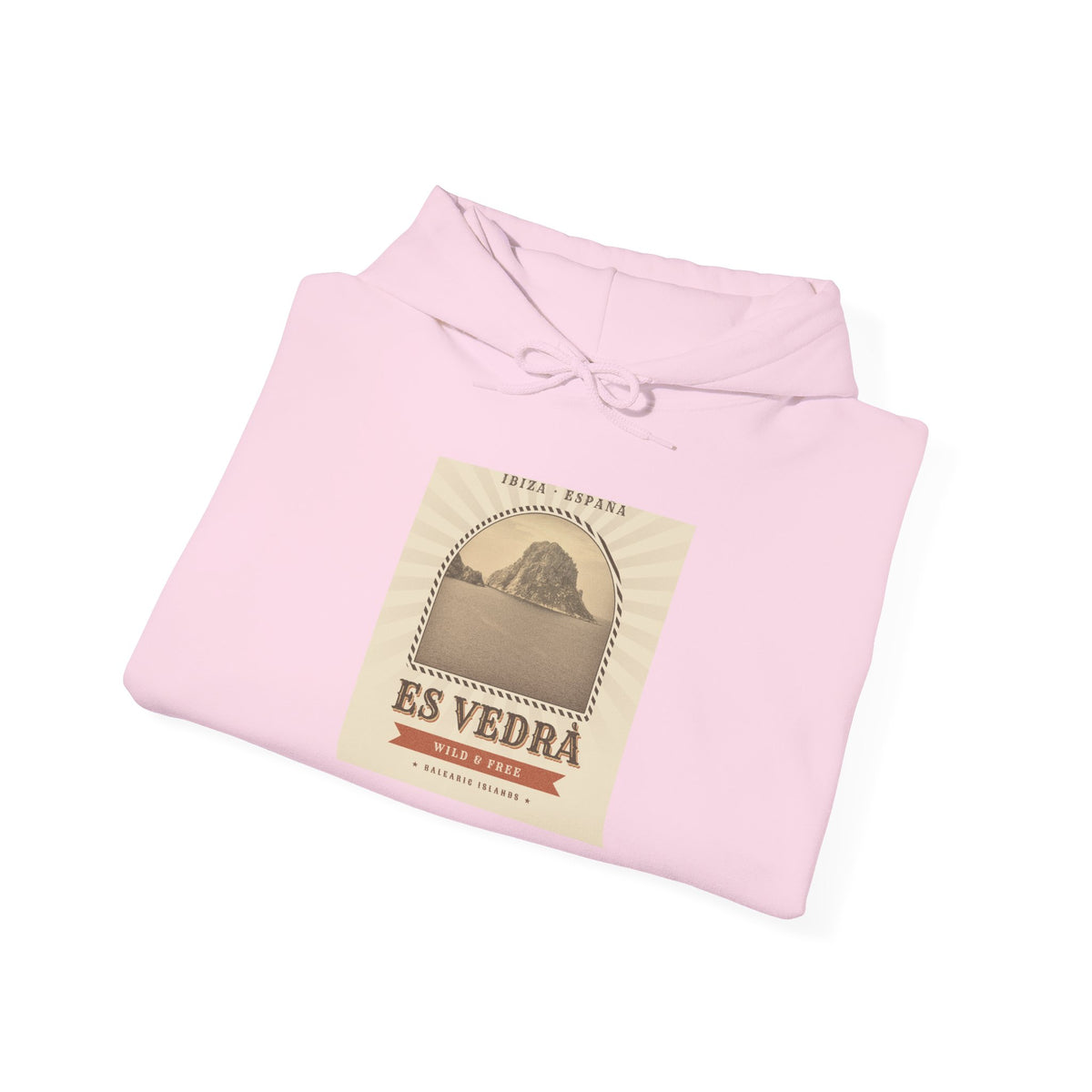 Es Vedrà Vintage Travel Hoodie — Ibiza Island Retro Poster Sweatshirt
