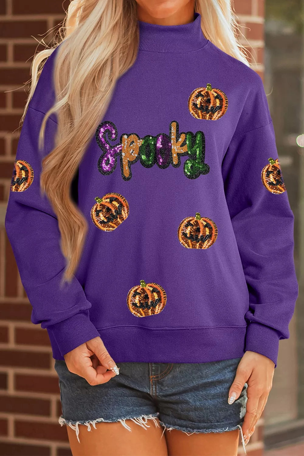 Sequin pumpkin Halloween sweatshirt – view 5