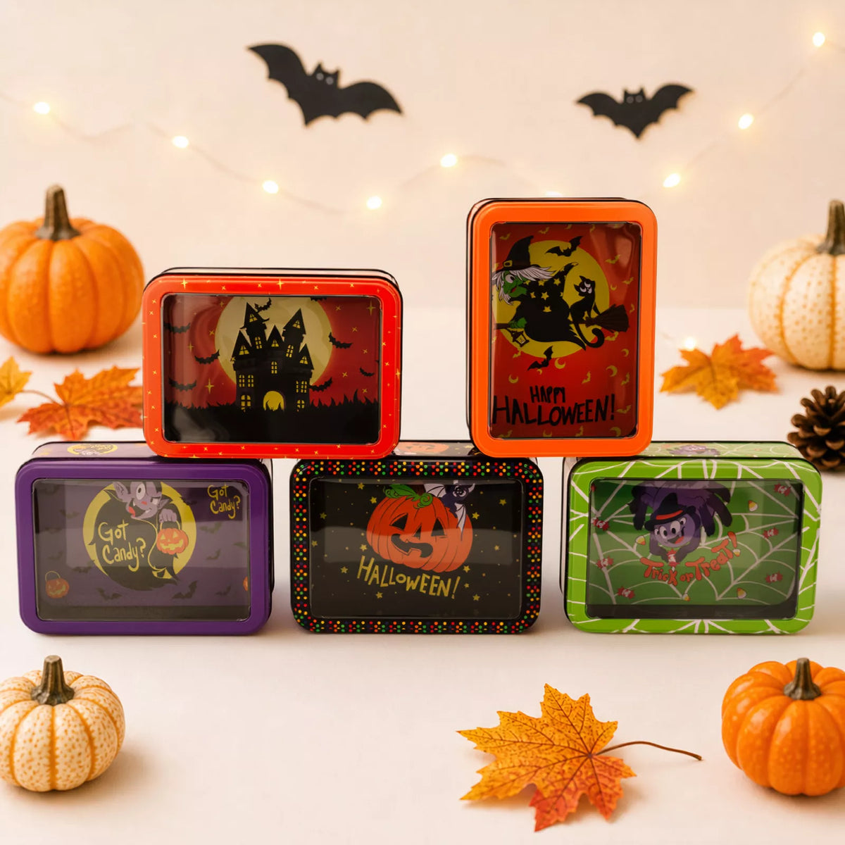 Halloween metal storage box with window display – view 3
