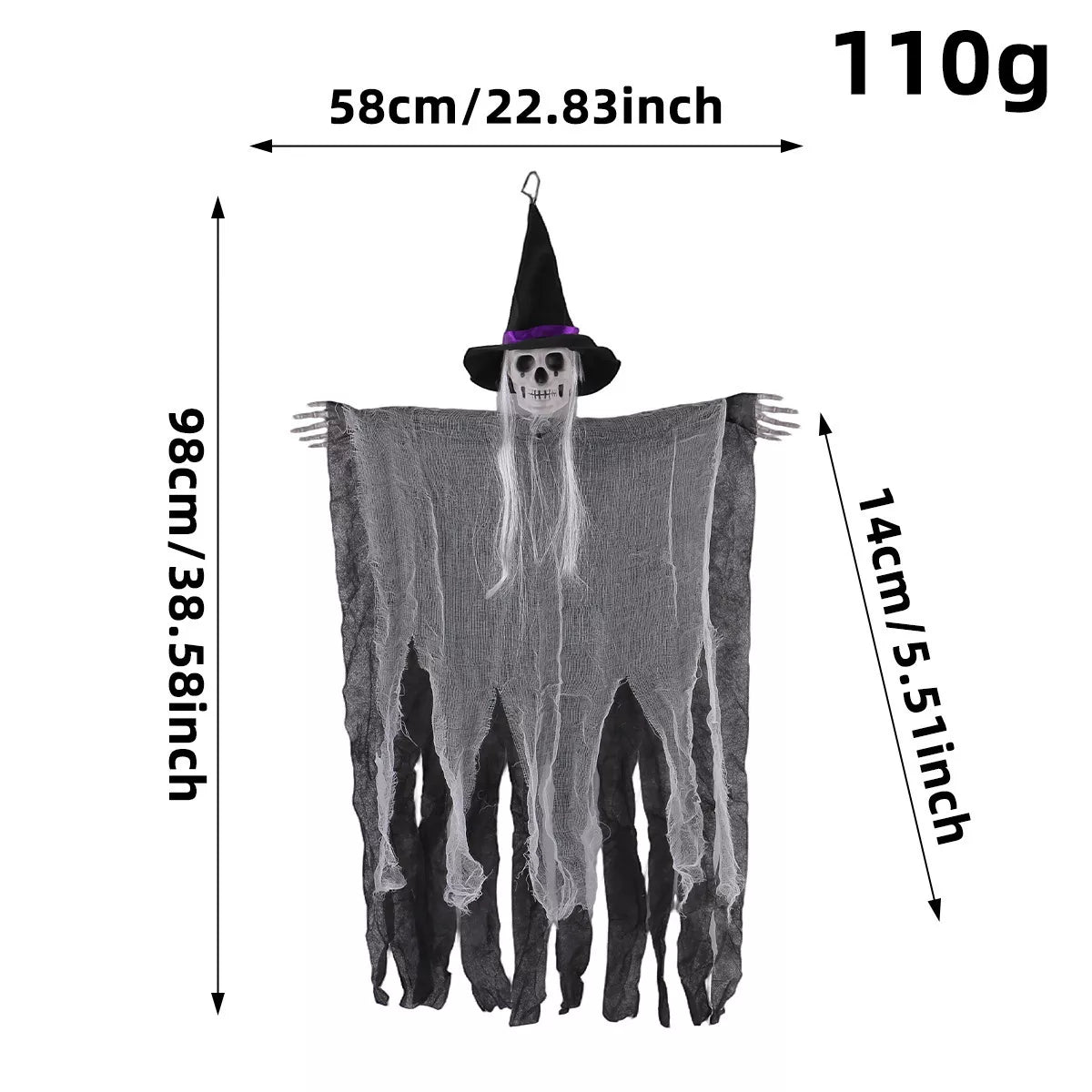 Halloween hanging skeleton ghost ornament – view 7
