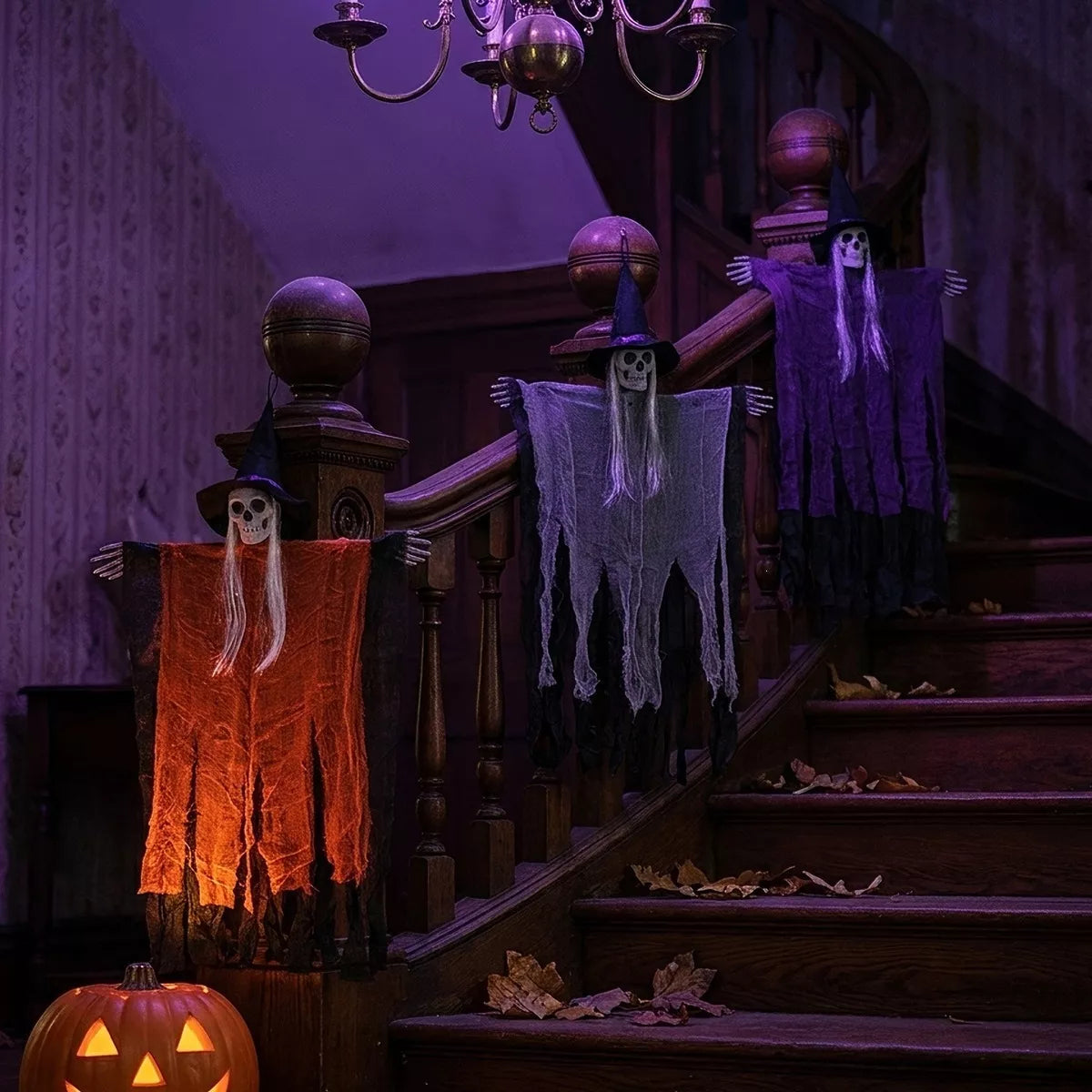 Halloween hanging skeleton ghost ornament – view 3